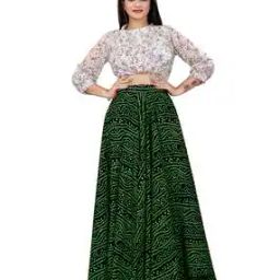 Women Bandhani Print Flared Maxi Skirt-image-29