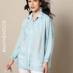 Women Hand Embroidered Lucknowi Chikankari Tunic-image-67
