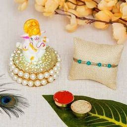 Stone Rakhi with Ganesha Idol & Roli-Chawal Set-image-14