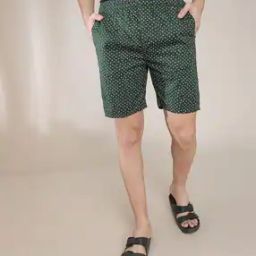 Polka-Dot Print Flat-Front Shorts-image-0