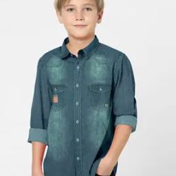 Boys Washed Regular Fit Denim Shirt-image-29