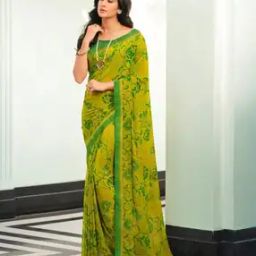 Women Floral Print Georgette Saree-image-25