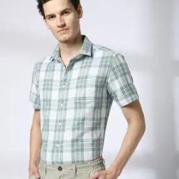 Men NP34 Basic Checked Slim Fit Shirt-image-23