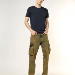 Men Heavily Washed Cargo Fit Jeans-image-38