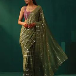Women Striped Pre-Stitched Cotton Saree-image-48