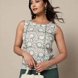 Handblock Print Straight Cotton Top-image-30
