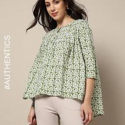 Handblock Print Cotton Flared Top-image-37