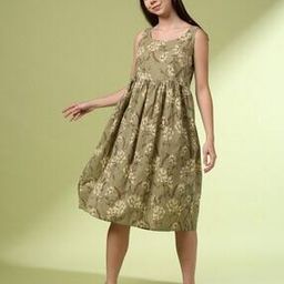 Women Floral Print Cambric Cotton Fit & Flare Dress-picture-33