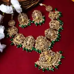 Women Gold-Plated Necklace & Earrings Set-image-57