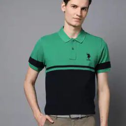 Men Colourblock Slim Fit Polo T-Shirt-image-15