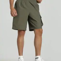 Men No.1 Logo Print Woven 9" Regular Fit Cargo Shorts-image-35