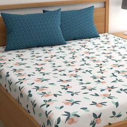 210 TC Floral Print King Size Bedsheet with 2 Pillow Covers-29