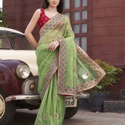 Women Embroidered Saree with Lace Border-image-65