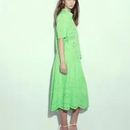 Women Schiffli Embroidered Flared Skirt-image-42