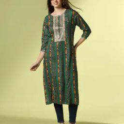 Rubbar Print Round neck straight kurta-image-64