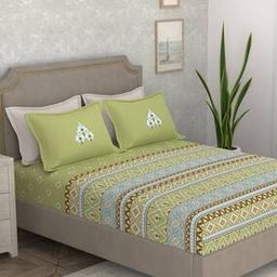 Nomadic Dreams Cotton Super King Size Bedsheet with Pillow Covers-29