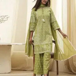 biba Women Floral Print Straight Kurta with Palazzos & Dupatta-picture-44