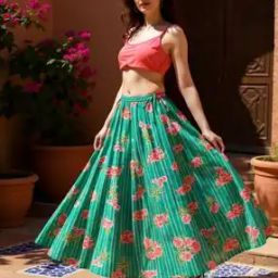 Women Flared Skirt with Elasticated Waistband-image-22
