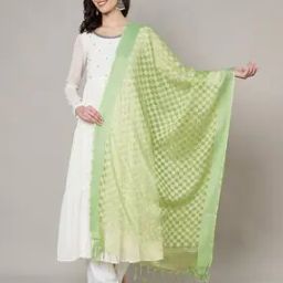 Women Checked Dupatta with Tassels-9