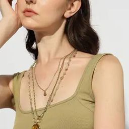 Beaded Layered Necklace with Charm-17