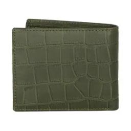 Men Croc Embossed Bi-Fold Wallet with Stitch Detail-image-13