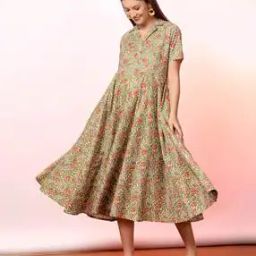 Women Floral Print Fit & Flare Dress-image-48