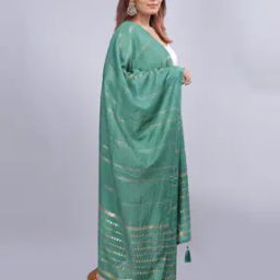 Women Striped Dupatta with Tassels-image-4