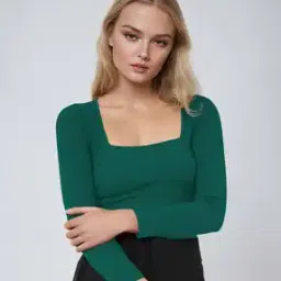 Women Ribbed Fitted Top-image-19