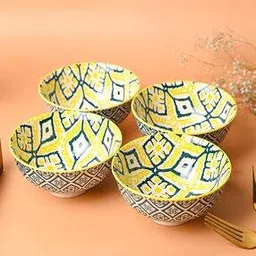 Set of 4 Geometric Print Bowls-image-59