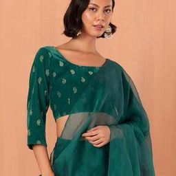 Women Foil Print Side-Open Blouse-33