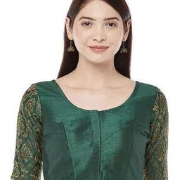 Back-Open Blouse with Woven Motifs-image-19