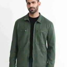 Men Zip-Front Shacket with Zip Pockets-picture-16