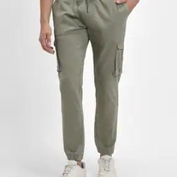 Men Slim Fit Flat-Front Joggers with Flap Pockets-image-12