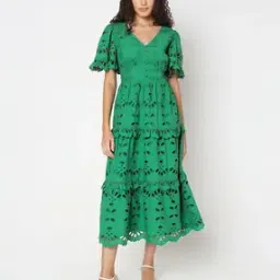 vero moda Women Schiffli Embroidered A-Line Dress-picture-4