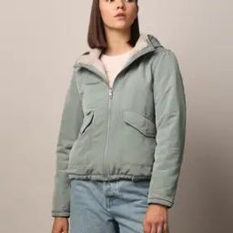 Women Regular Fit Hooded Jacket with Flap Pockets-picture-25