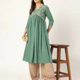 Women Embroidery Flared Kurta-image-77