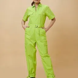 globus Women Short Sleeves Jumpsuit with Insert Pockets-picture-14