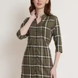 Checked Tunic with Mandarin Collar-5