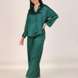 Women Printed Loungewear Shirt & Pyjamas Set-image-14
