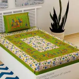 Novelty Cotton Jaipuri Single bedsheet With 1 Pillow Cover-picture-35
