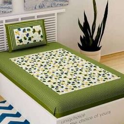 Floral Print Single Size Bedsheet with Pillow Cover-image-31