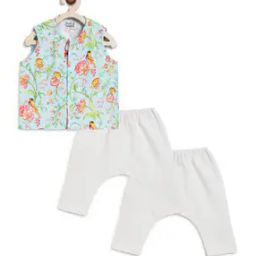 Floral Print Cotton Jhabla & Pyjamas Set-image-48
