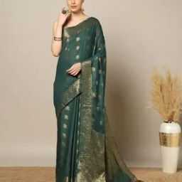 Handwoven Silk Linen Banarasi Saree-image-21