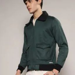 Men Regular Fit Zip-Front Biker Jacket-image-64