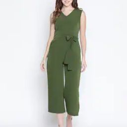 Women V-Neck Jumpsuit with Tie-Up Front-picture-51