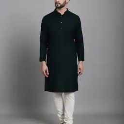 Men Regular Fit Long Kurta with Mandarin Collar-image-42