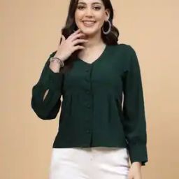 Women Regular Fit V-Neck Pleated Top-image-67