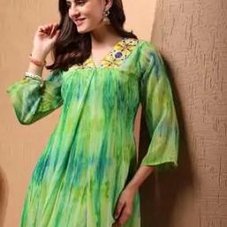 Women Embroidered A-Line No Darts Kurta-image-81