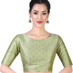 Back-Open Blouse with Woven Motifs-47