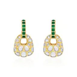 Women Gold-Plated Stone-Studded Drop Earrings-image-51
